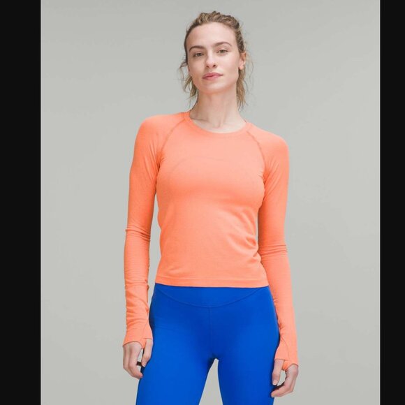 *no tag* Lululemon Swiftly Tech Long Sleeve 2.0 in Orange / Lunar Rock - Picture 1 of 11